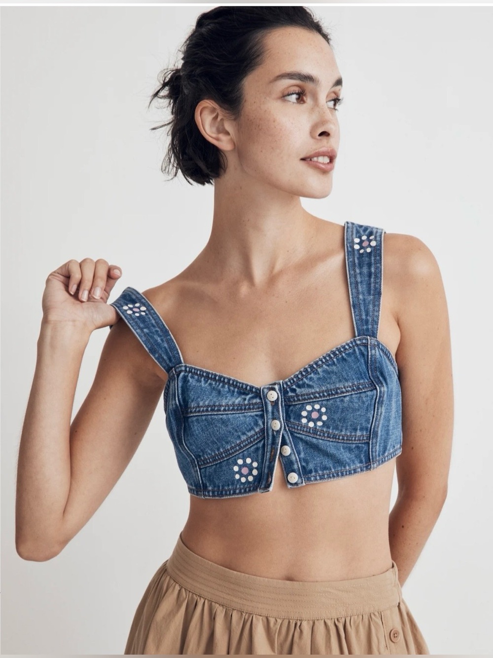 NWT Madewell Denim Sweetheart Bralette in Stamped Floral